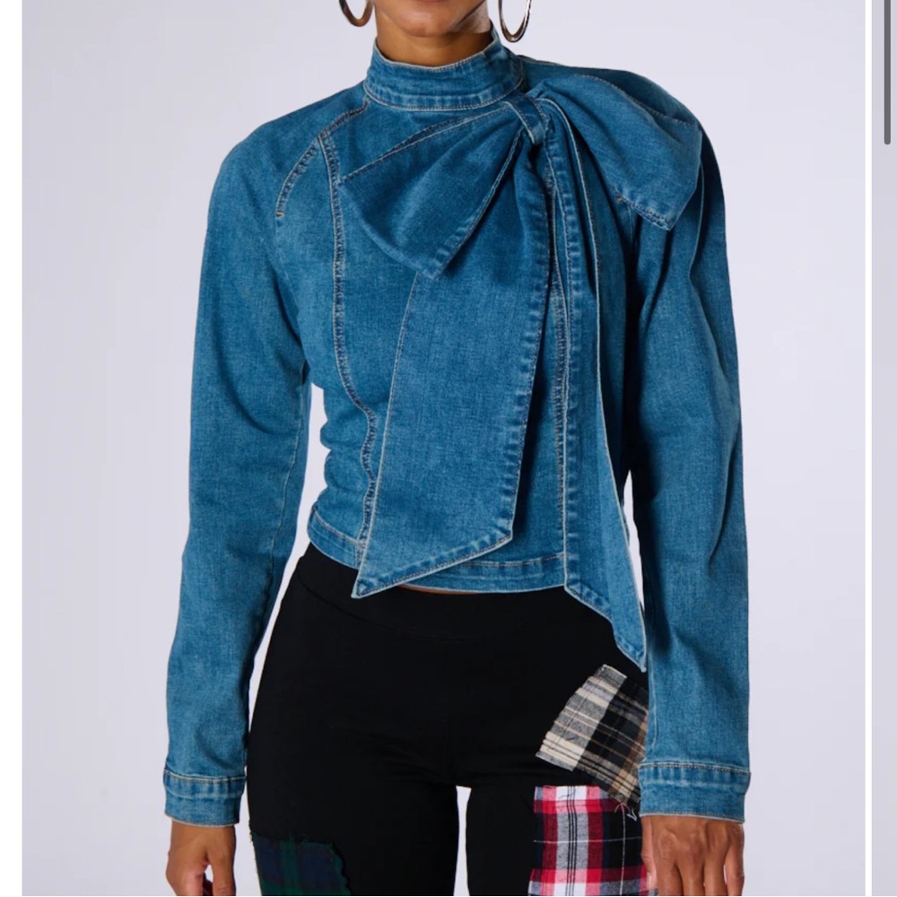 Akira denim top with bow.